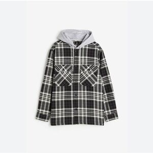 H&M Plaid Hooded Shirt Jacket